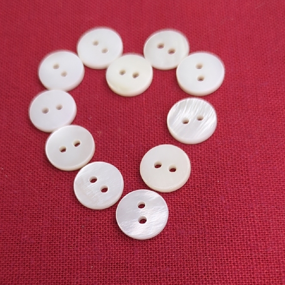 White Mother of Pearl Buttons, 11 mm Diameter - Picture 1 of 7